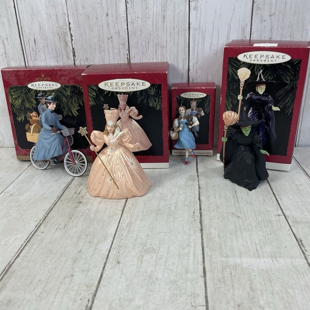 LOT OF 4 Vtg Hallmark Wizard of Oz Keepsake Ornaments Glinda Witch If The West